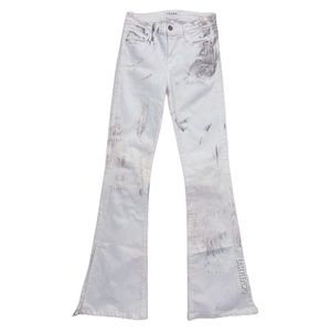 FRAME White Jeans Raw Tie Dye Flared Slit Size 23